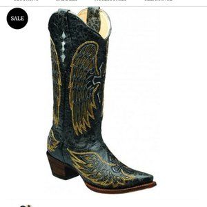 Corral Black Snip Toe Western Boot 7..5